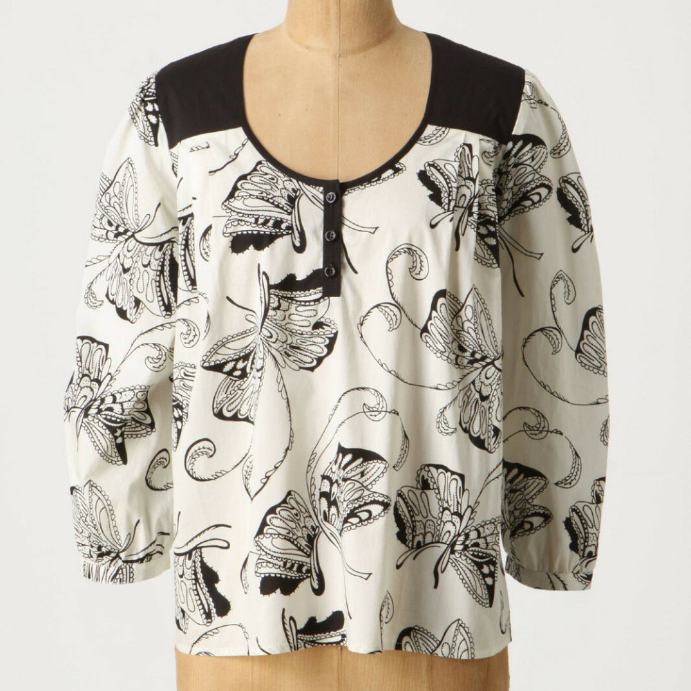 Anthropologie Boho Peasant Top Imagining Butterflies Blouse Girls From Savoy, 4